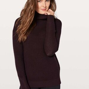 Lululemon Warm & Restore Merino Wool Sweater in Black Cherry W3AXXS, Size Small